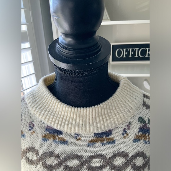 Vintage 80’S CLARISSA BELLINI Wool Ivory Knit Patterned Sweater Women’s SZ Small - Picture 14 of 16